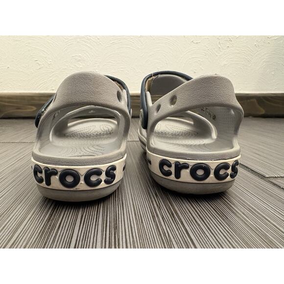 Crocs Kids Crocband Cruiser Sandals Size C 10 Light Gray/Navy Blue - Picture 6 of 13